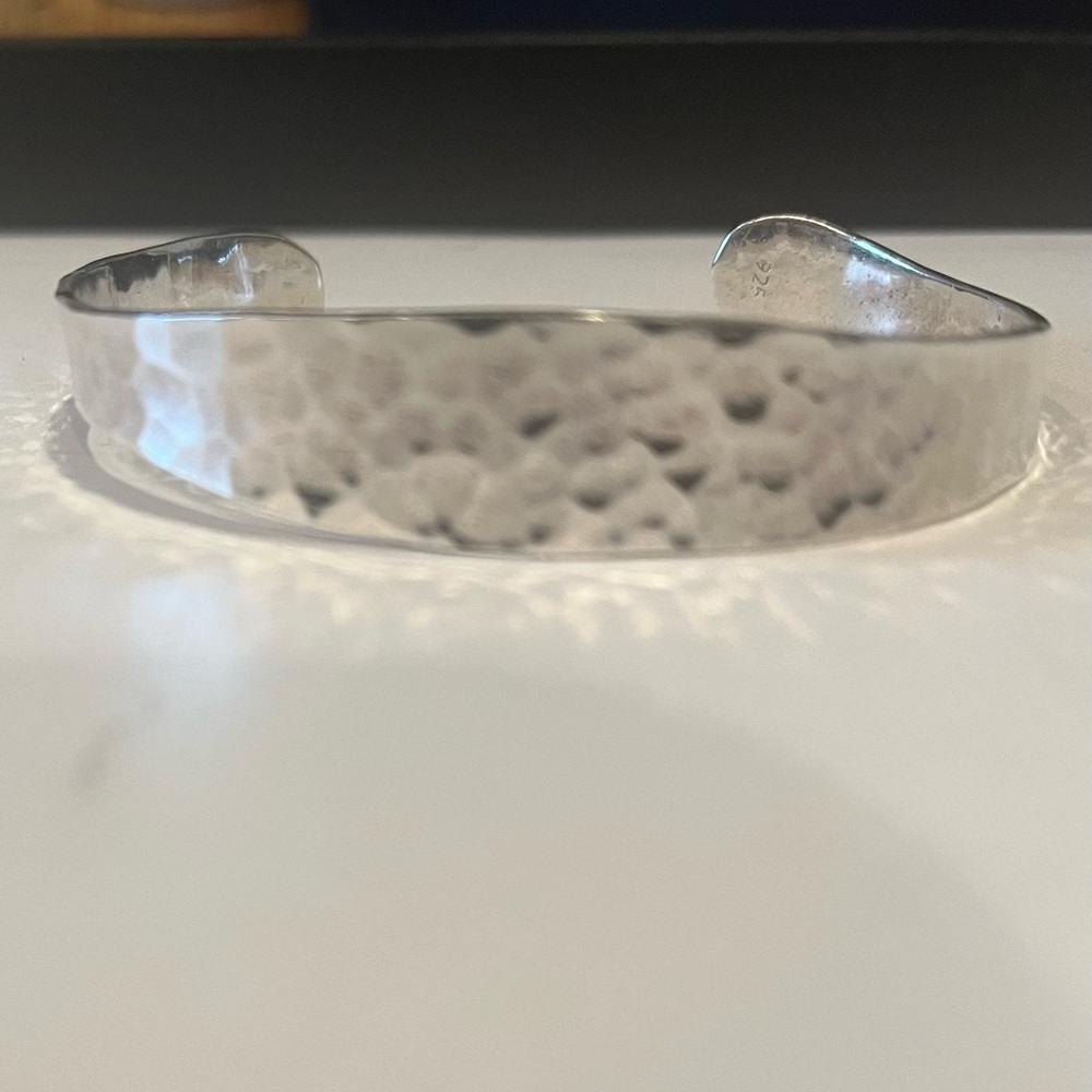 925 Hammered Sterling Silver Minimalist Cuff Bracelet